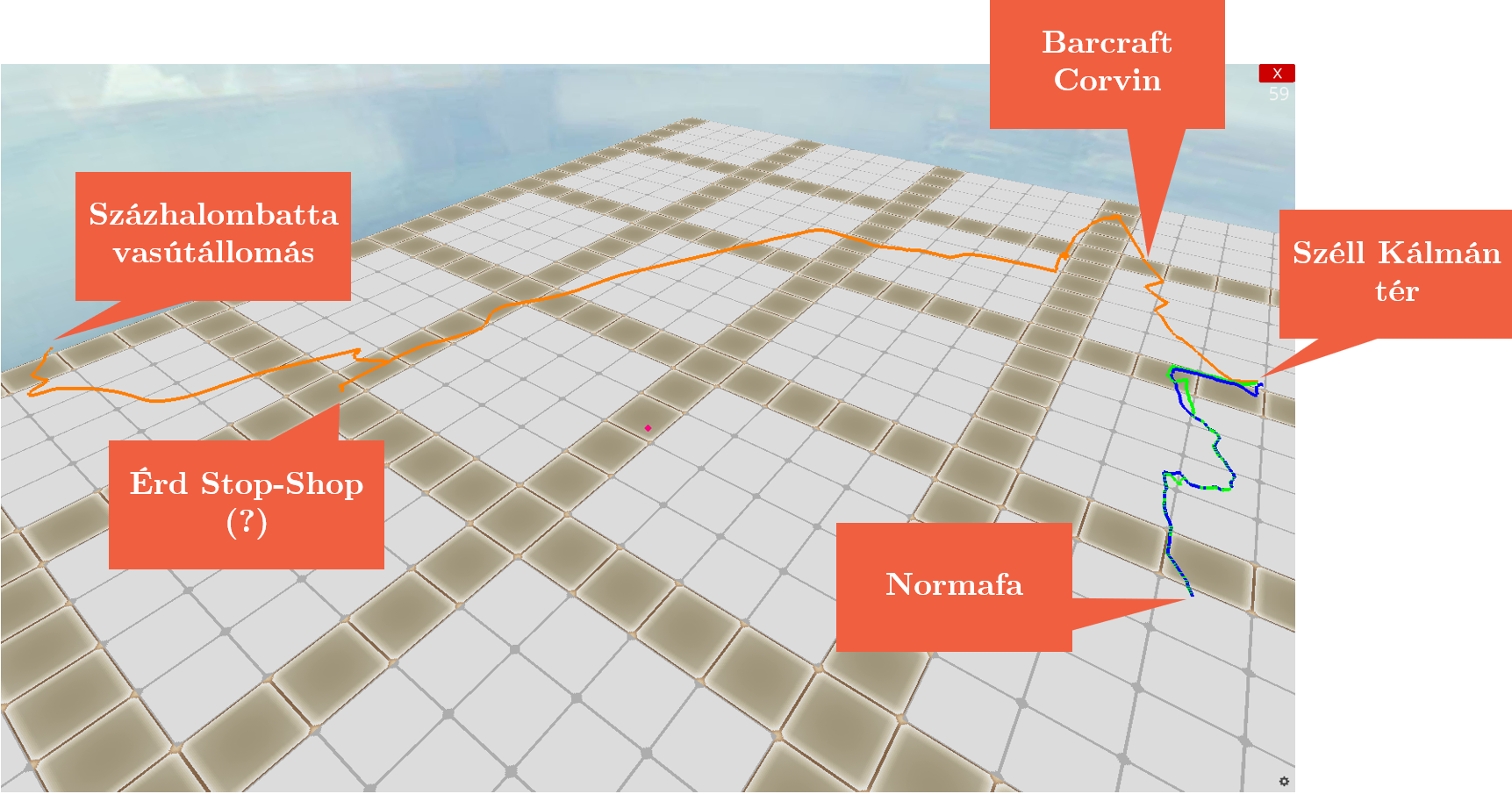 A 3D-s görbe kirajzolja a térben a megtett útvonalat